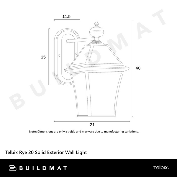 Telbix Rye 20 Solid Brass Exterior Wall Light Brass