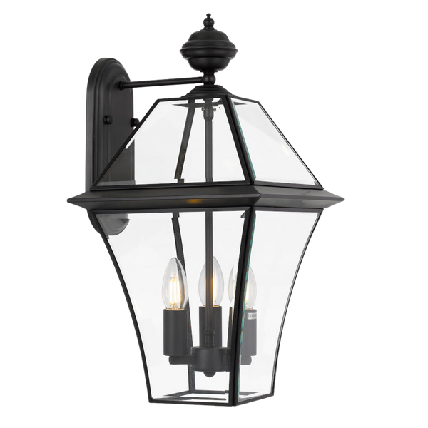 Telbix Rye 27 Solid Bras Exterior Wall Light Black