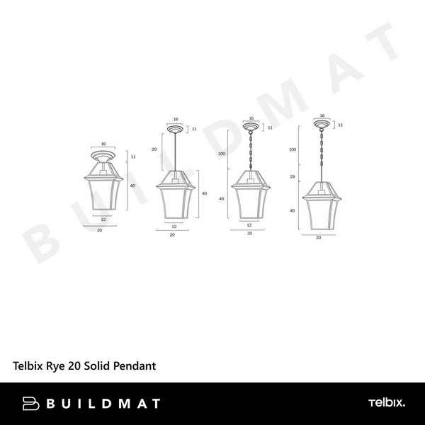 Telbix Rye 20 Solid Brass Pendant Brass