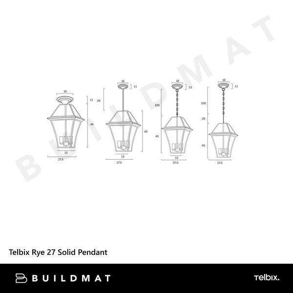 Telbix Rye 27 Solid Brass Pendant Brass