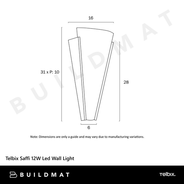 Telbix Saffi 12W Led Wall Light Antique Brass