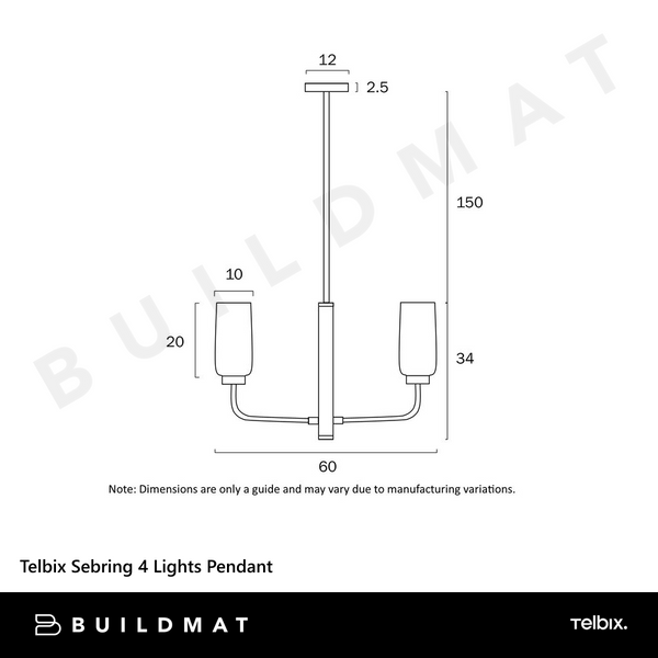 Telbix Sebring 4 Lights Pendant Black Opal Matt
