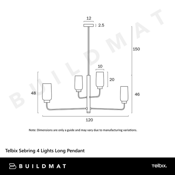 Telbix Sebring 4 Lights Long Pendant Black Opal Matt