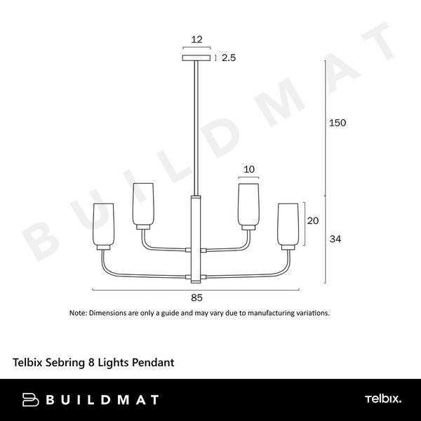 Telbix Sebring 8 Lights Pendant Black Opal Matt