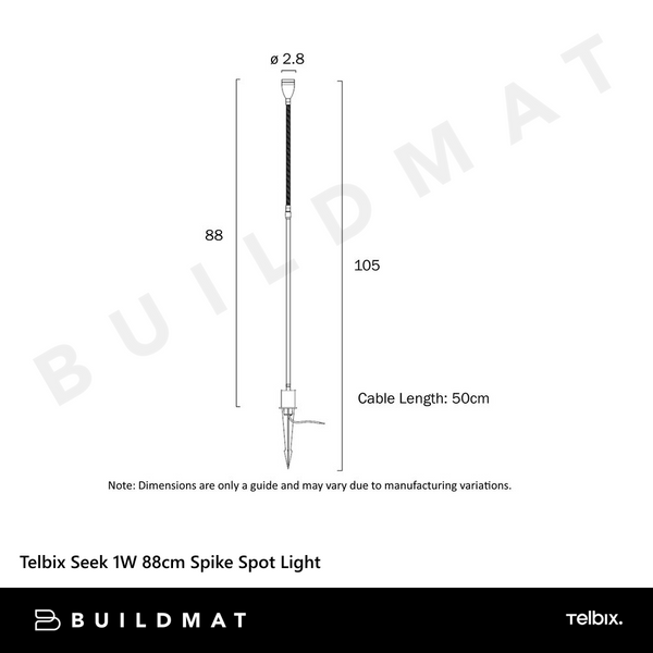 Telbix Seek 1W 88cm Spike Spot Light Black