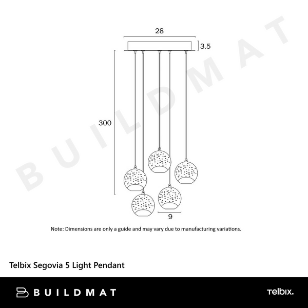 Telbix Segovia 5 Light Pendant Gold