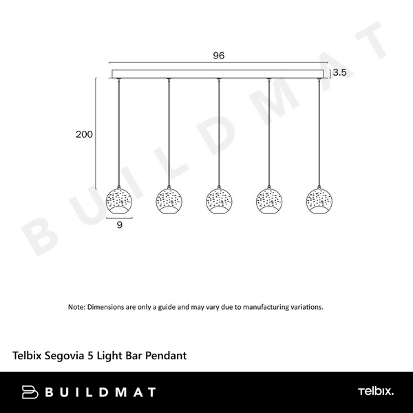 Telbix Segovia 5 Light Bar Pendant Gold