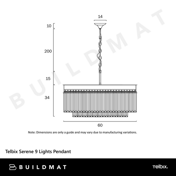 Telbix Serene 9 Lights Pendant Black