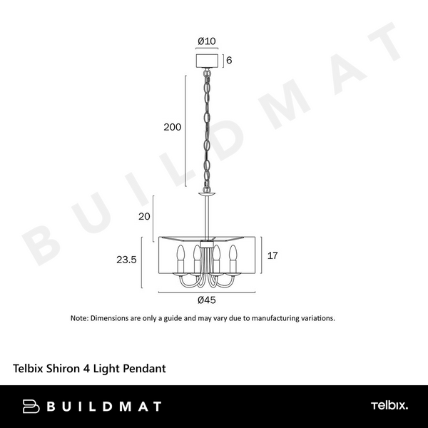 Telbix Shiron 4 Light Pendant Brass