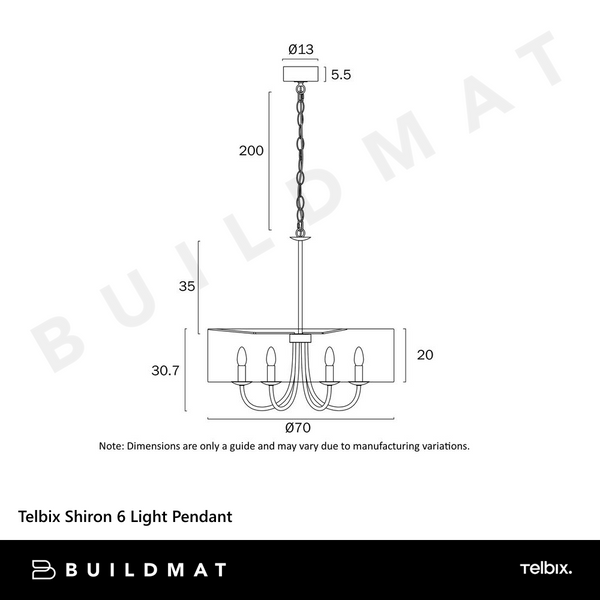 Telbix Shiron 6 Light Pendant Nickel