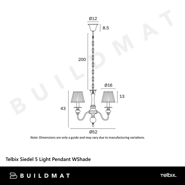 Telbix Siedel 5 Light Pendant With Shade Copper