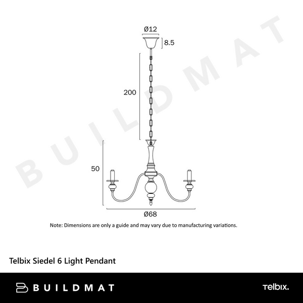 Telbix Siedel 6 Light Pendant Copper