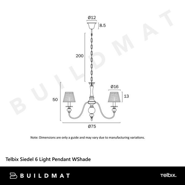 Telbix Siedel 6 Light Pendant With Shade Copper