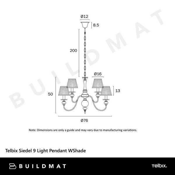 Telbix Siedel 9 Light Pendant With Shade Copper