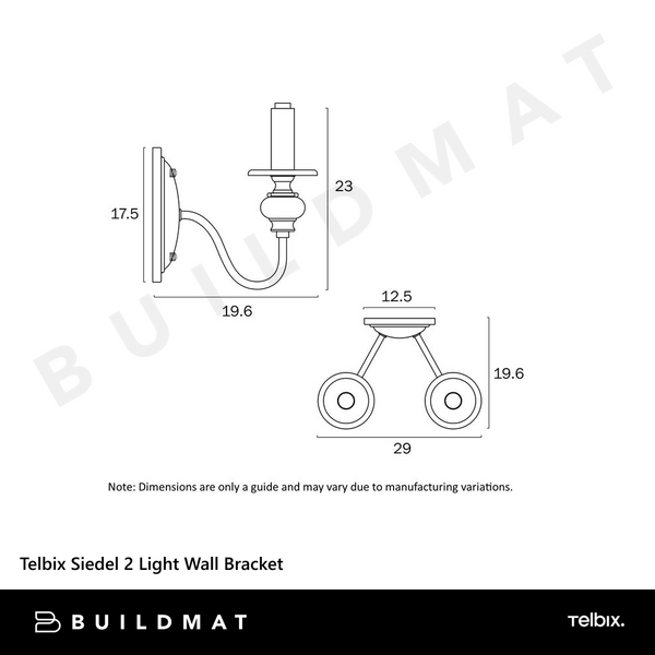 Telbix Siedel 2 Light Wall Bracket Copper