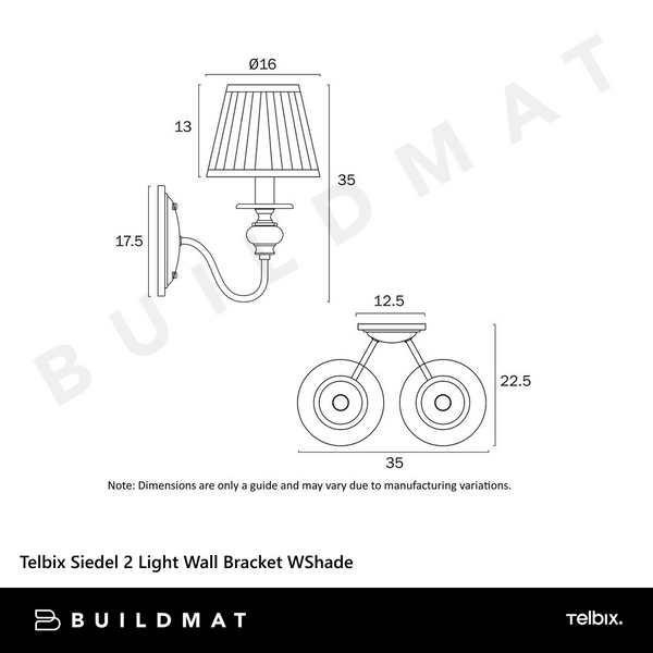 Telbix Siedel 2 Light Wall Bracket With Shade Copper