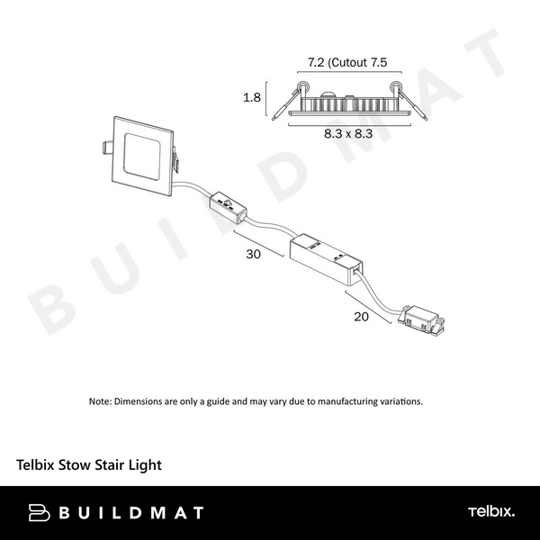 Telbix Stow Square Stair Light 3CCT Titan