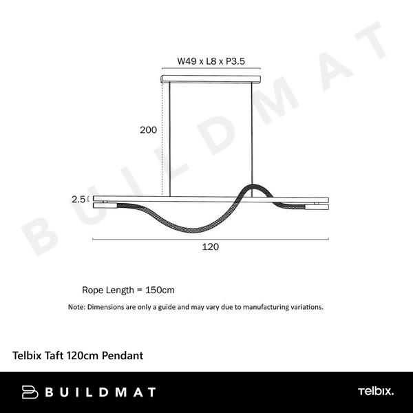 Telbix Taft 120cm Pendant Gunmetal