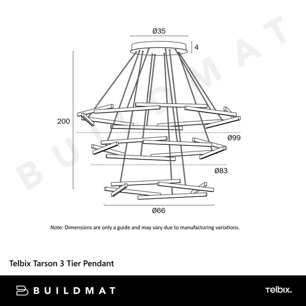 Telbix Tarson 3 Tier Pendant Black