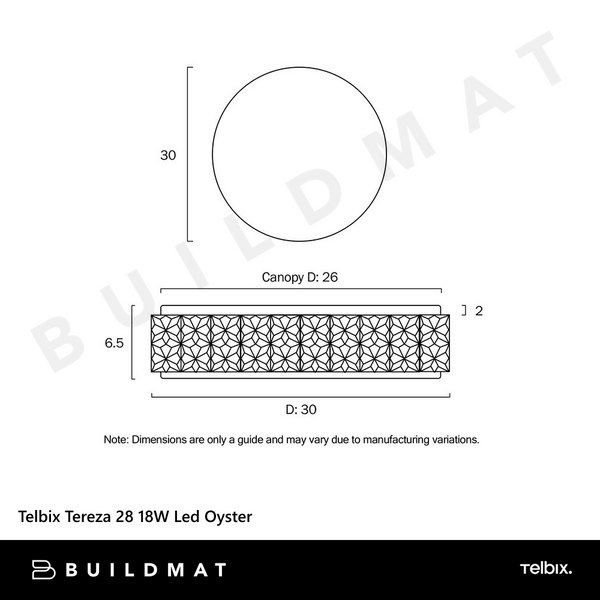 Telbix Tereza 28 18W Led Oyster 3CCT White Clear