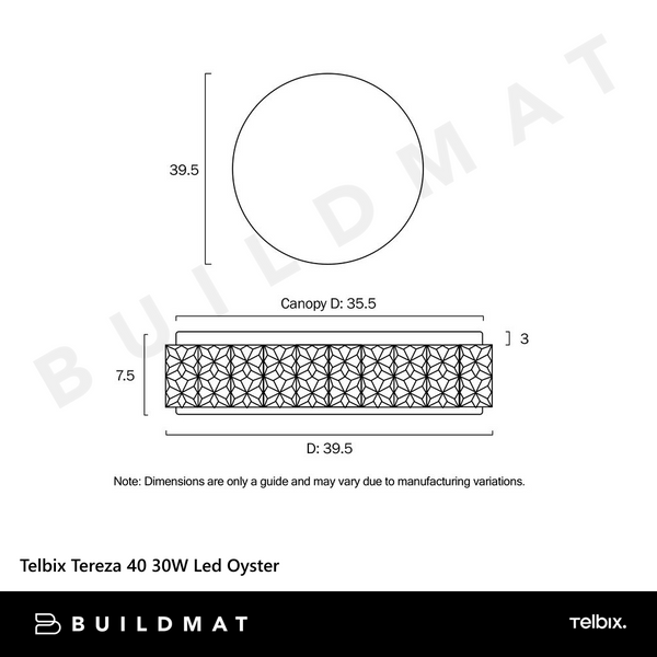 Telbix Tereza 40 30W Led Oyster 3CCT White Clear