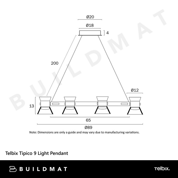 Telbix Tipico 9 Light Pendant Gunmetal