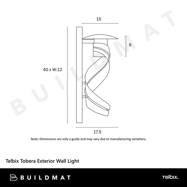 Telbix Tobera Exterior Wall Light Black Matt