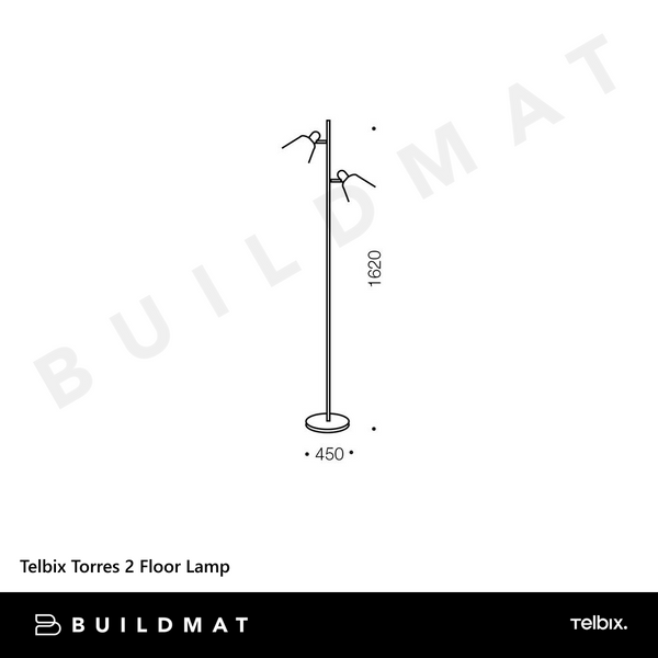 Telbix Torres 2 Floor Lamp Nickel