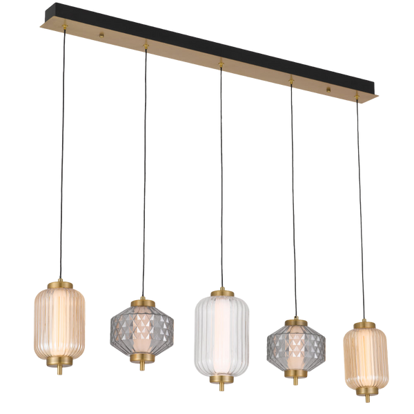 Telbix Torso 5 Light Bar Pendant Brass