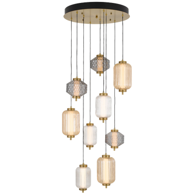 Telbix Torso 9 Light Pendant Brass