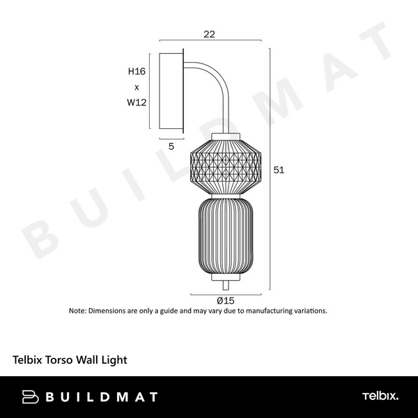 Telbix Torso Wall Light Black