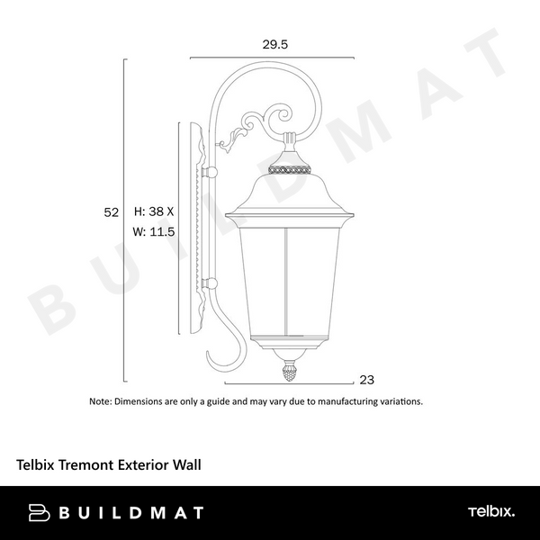 Telbix Tremont Exterior Wall Bracket Black
