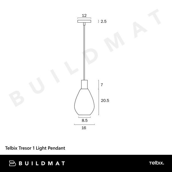 Telbix Tresor 1 Light Pendant Black Opal Matt