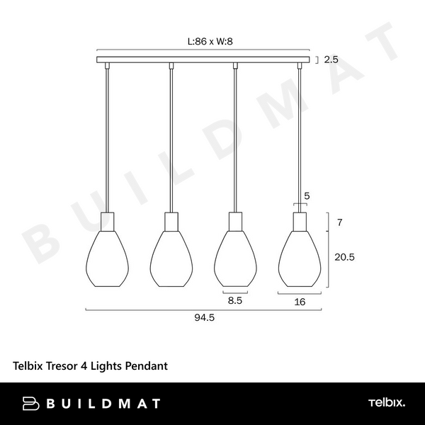 Telbix Tresor 4 Lights Pendant Black Opal Matt
