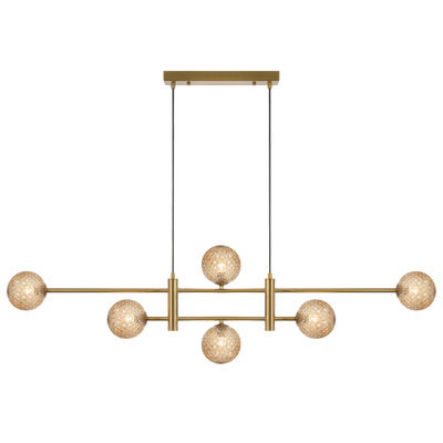 Telbix Tyson 6 Light Pendant Antique Gold Amber Tear