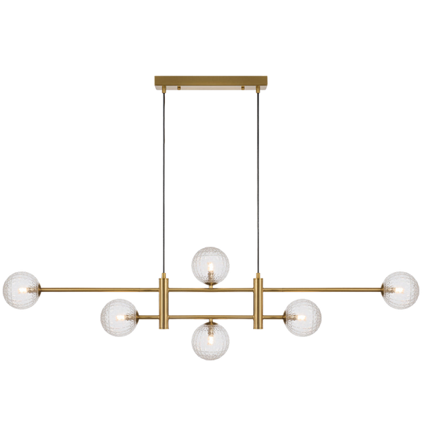 Telbix Tyson 6 Light Pendant Antique Gold Clear Prism