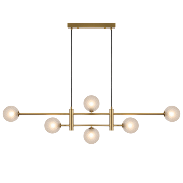 Telbix Tyson 6 Light Pendant Antique Gold Frost Tear