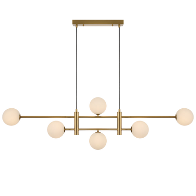 Telbix Tyson 6 Light Pendant Antique Gold Opal Matt