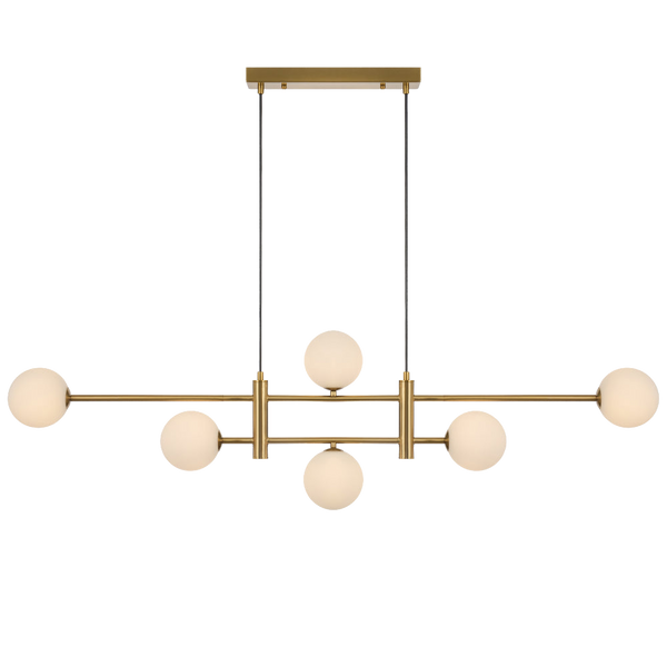 Telbix Tyson 6 Light Pendant Antique Gold Opal Matt
