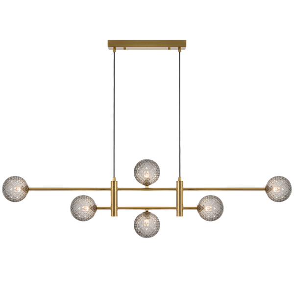 Telbix Tyson 6 Light Pendant Antique Gold Smoke Tear