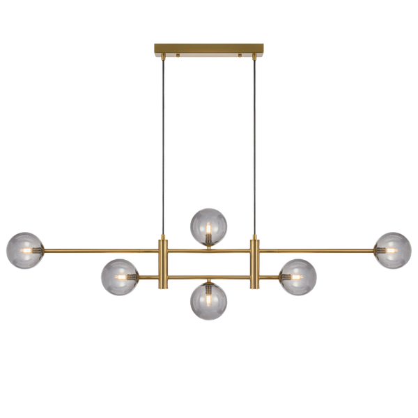 Telbix Tyson 6 Light Pendant Antique Gold Smoke