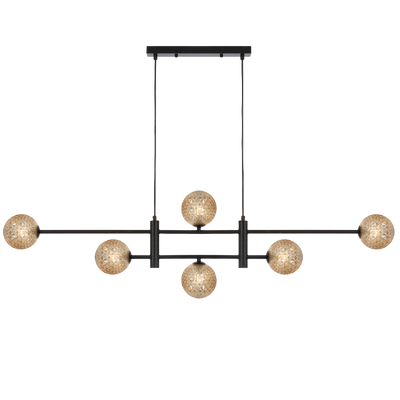 Telbix Tyson 6 Light Pendant Black Amber Tear