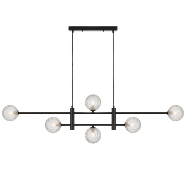 Telbix Tyson 6 Light Pendant Black Clear Prism