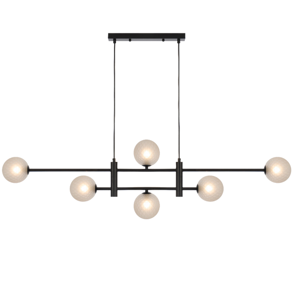 Telbix Tyson 6 Light Pendant Black Frost Tear
