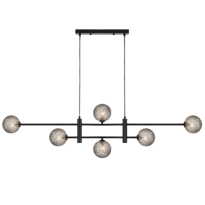 Telbix Tyson 6 Light Pendant Black Smoke Tear