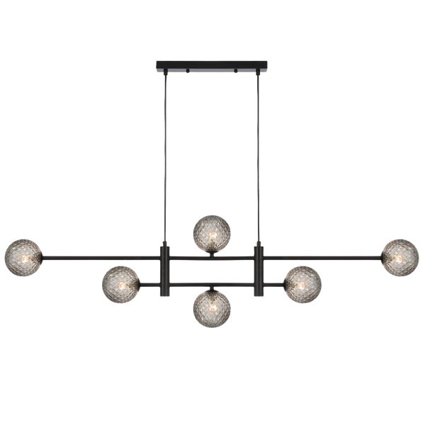 Telbix Tyson 6 Light Pendant Black Smoke Tear