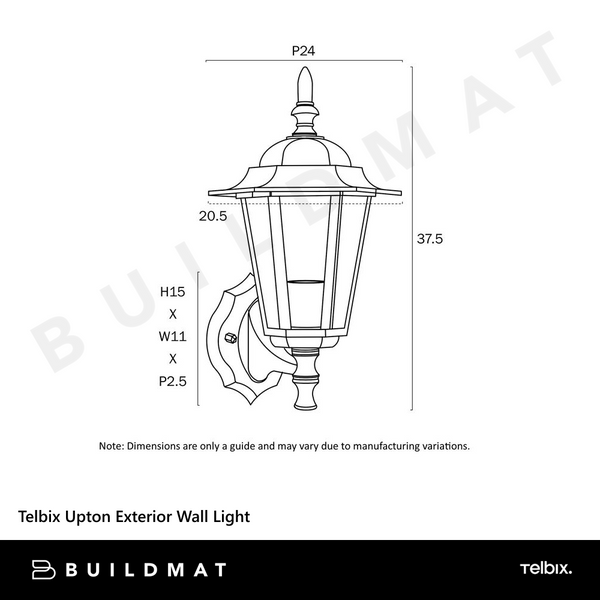 Telbix Upton Exterior Wall Light Black