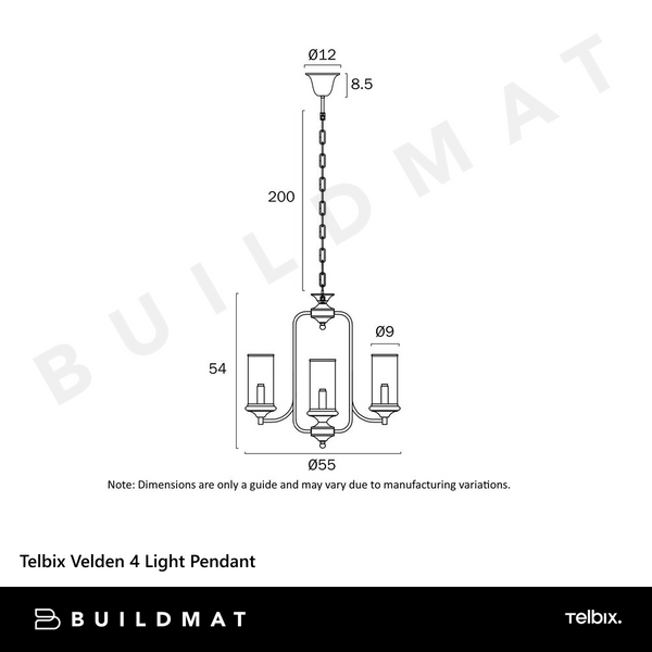 Telbix Velden 4 Light Pendant Copper