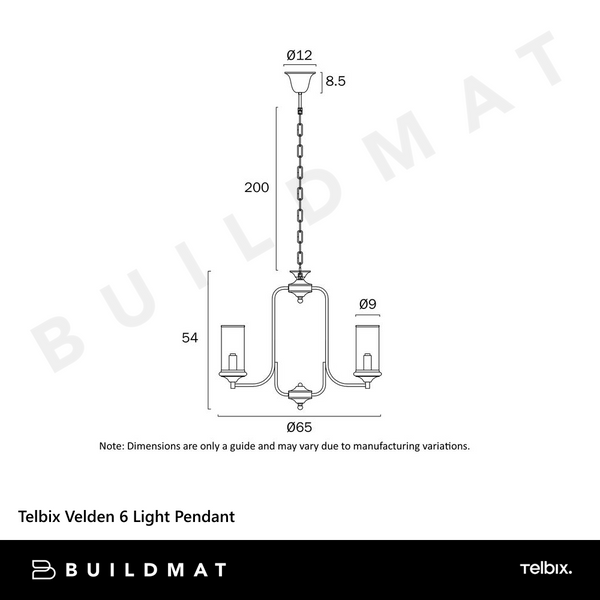 Telbix Velden 6 Light Pendant Copper
