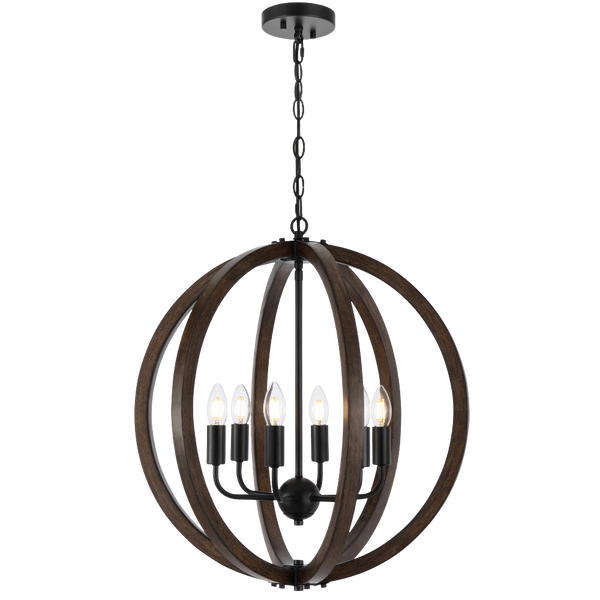 Telbix Vestal 6 Light Pendant Black
